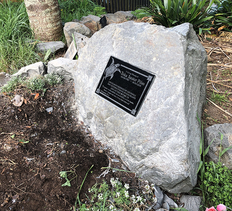 Stone engraved memorial plaque